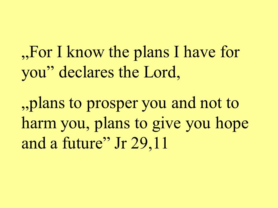 „For I know the plans I have for you declares the Lord,