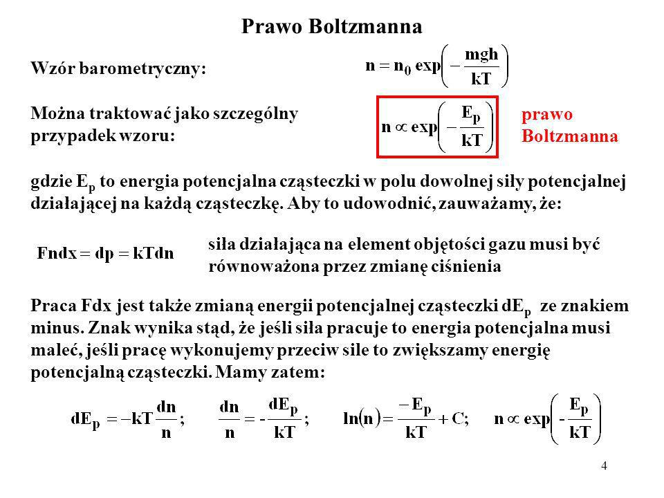 Prawo Boltzmanna Wzór barometryczny: