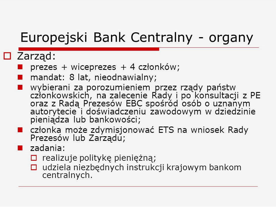 Europejski Bank Centralny - organy