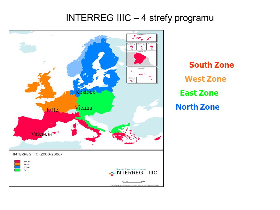 INTERREG IIIC – 4 strefy programu