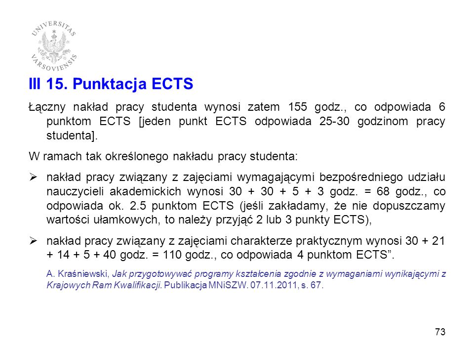 III 15. Punktacja ECTS