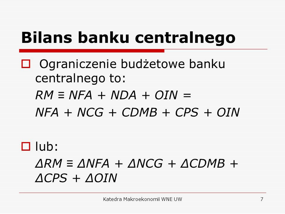 Bilans banku centralnego