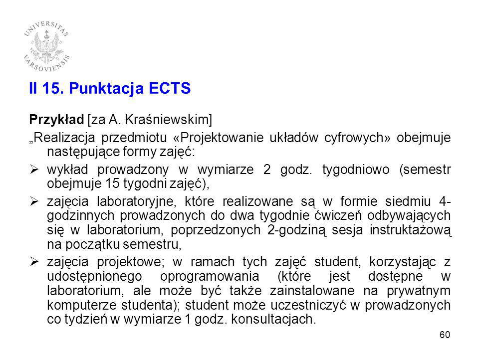 II 15. Punktacja ECTS Przykład [za A. Kraśniewskim]