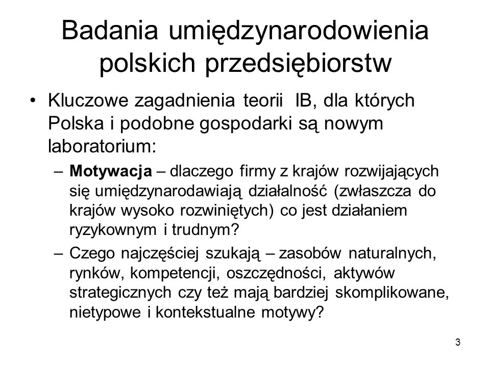 Badania umiędzynarodowienia polskich przedsiębiorstw