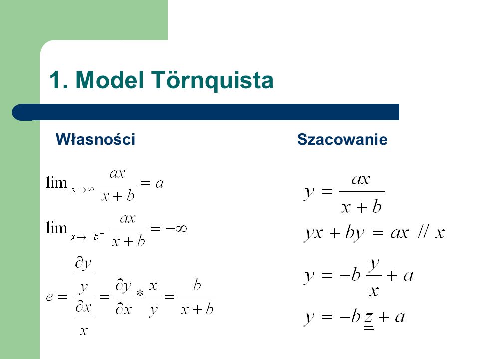 1. Model Törnquista Własności Szacowanie