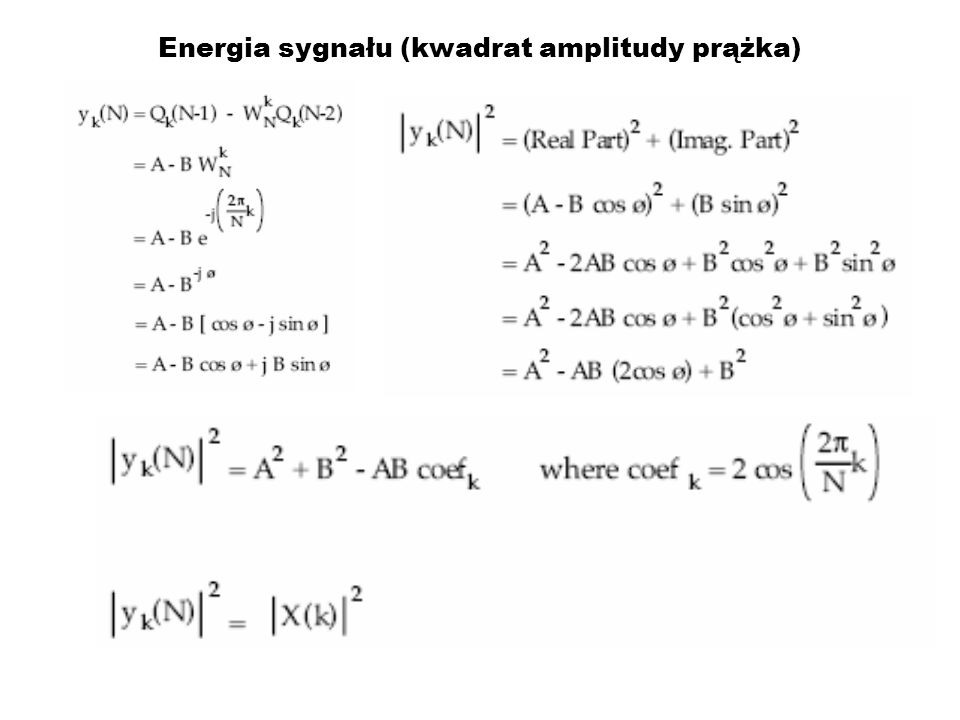 Energia sygnału (kwadrat amplitudy prążka)
