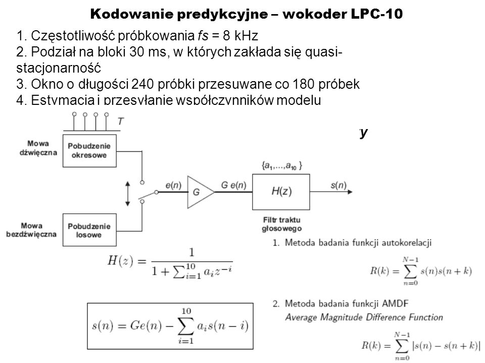 Kodowanie predykcyjne – wokoder LPC-10