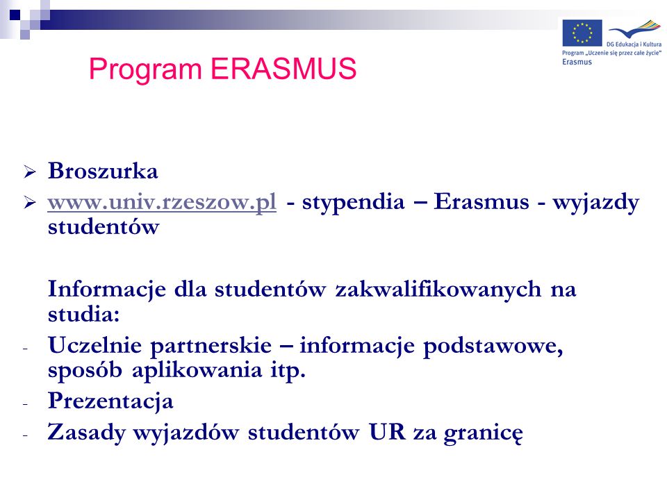 Program ERASMUS Broszurka