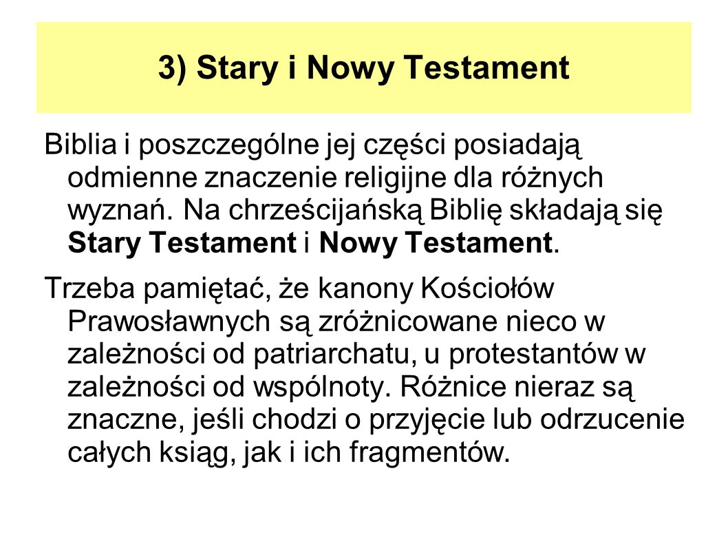 3) Stary i Nowy Testament