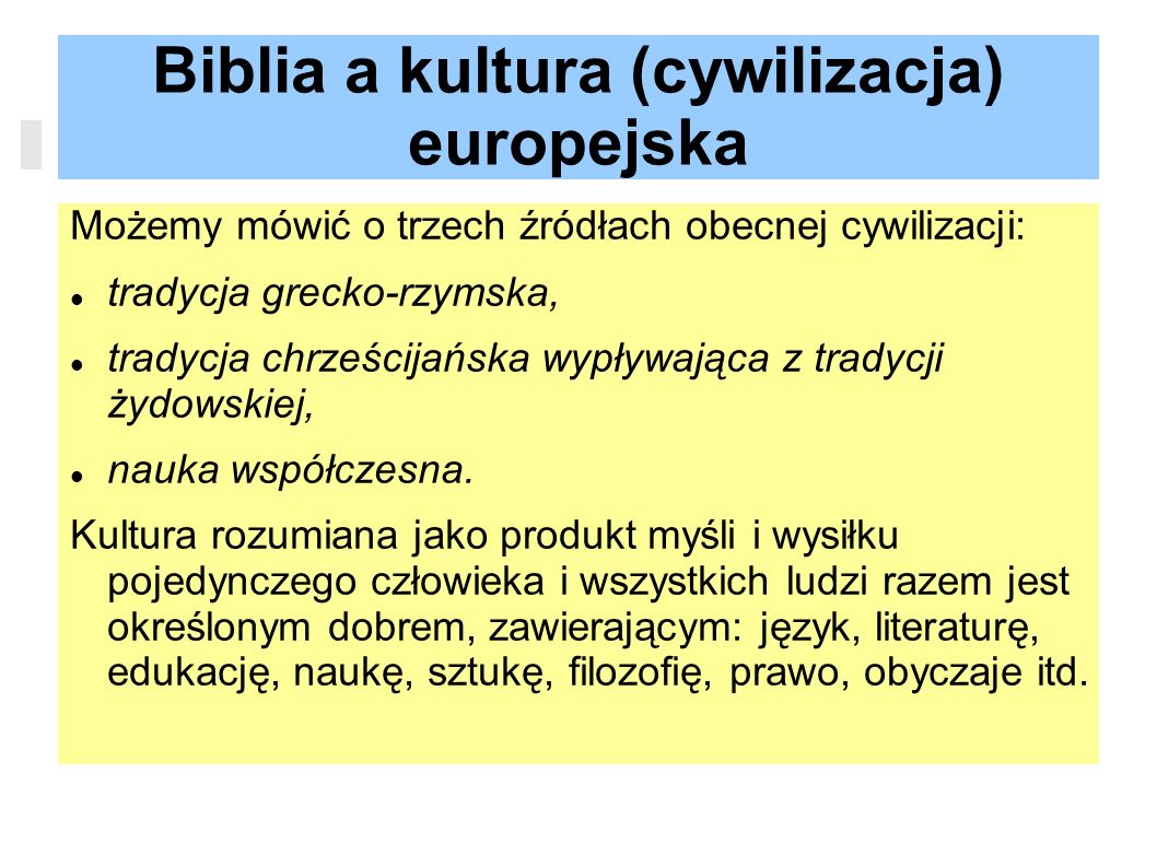 Biblia a kultura (cywilizacja) europejska