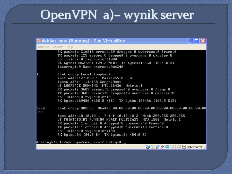 OpenVPN a)– wynik server