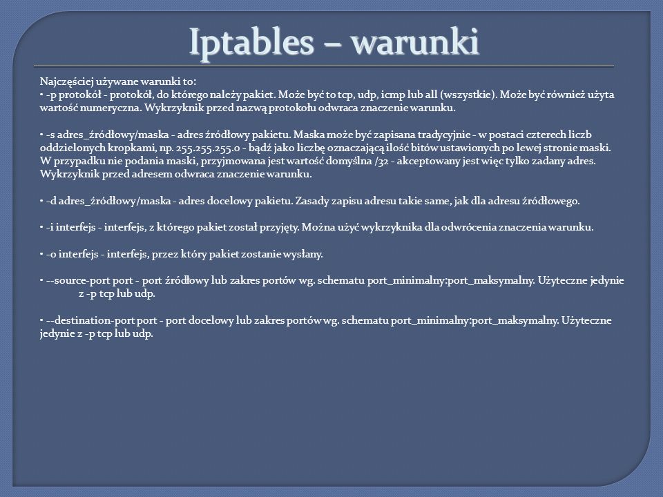 Iptables – warunki