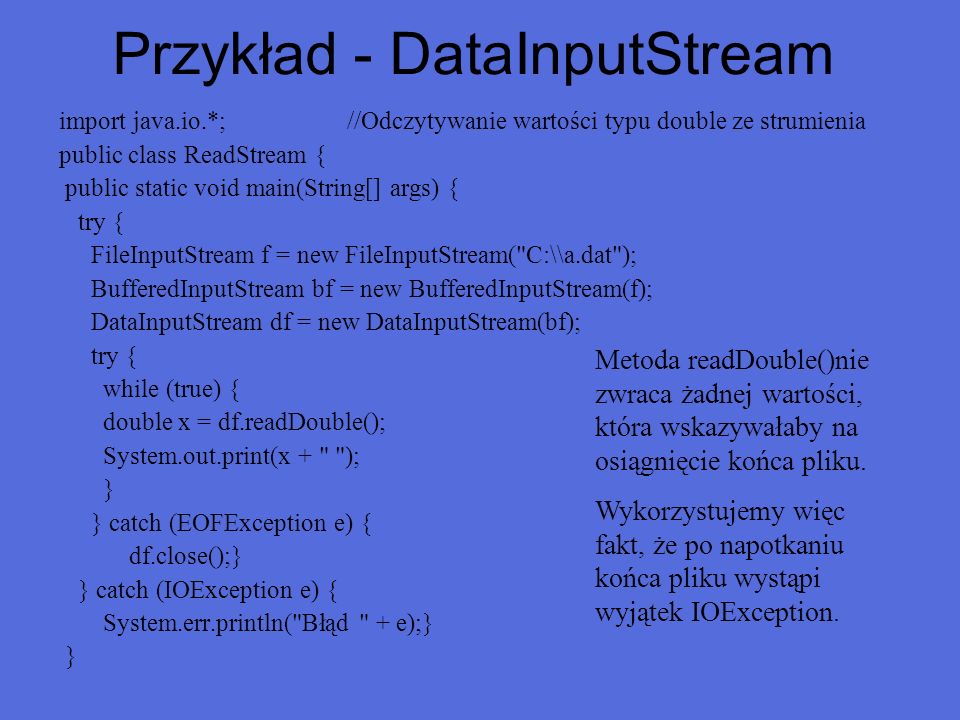 Przykład - DataInputStream