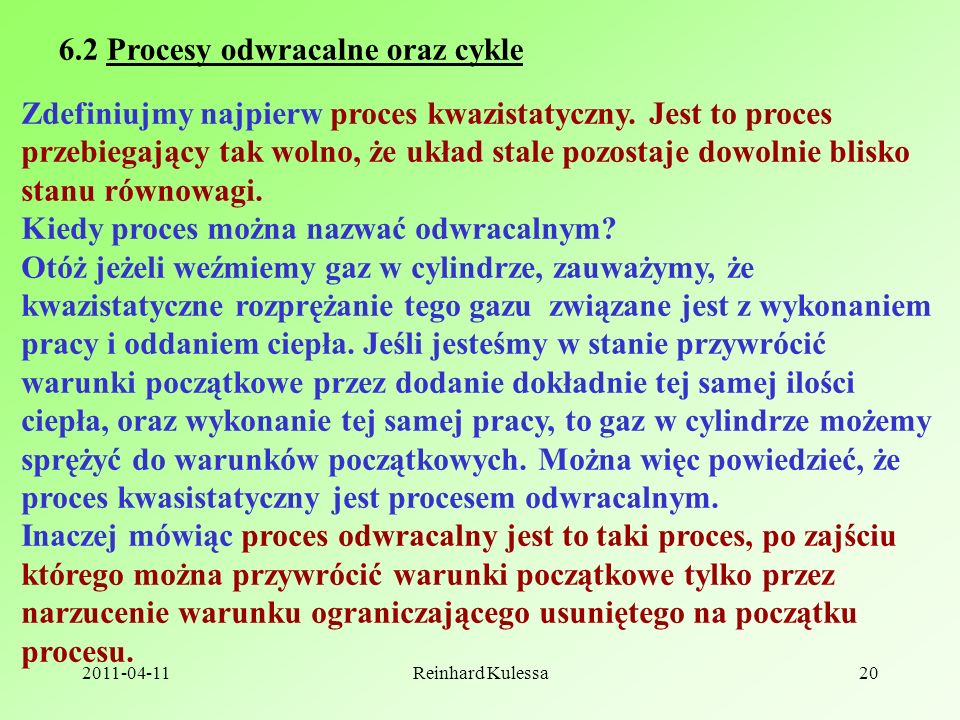 6.2 Procesy odwracalne oraz cykle