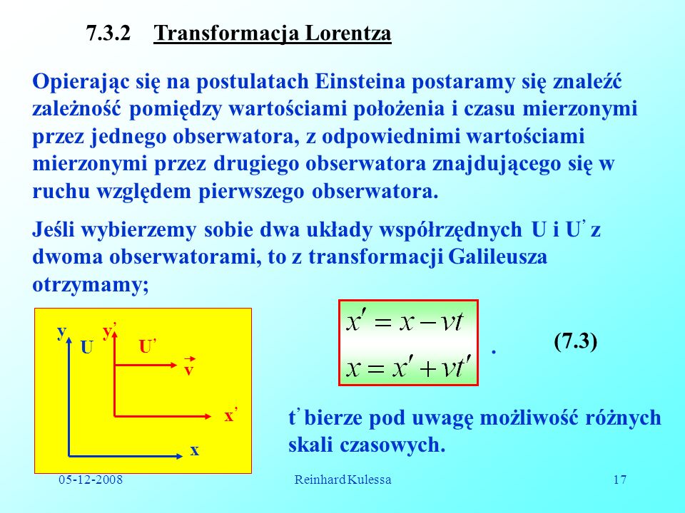 7.3.2 Transformacja Lorentza