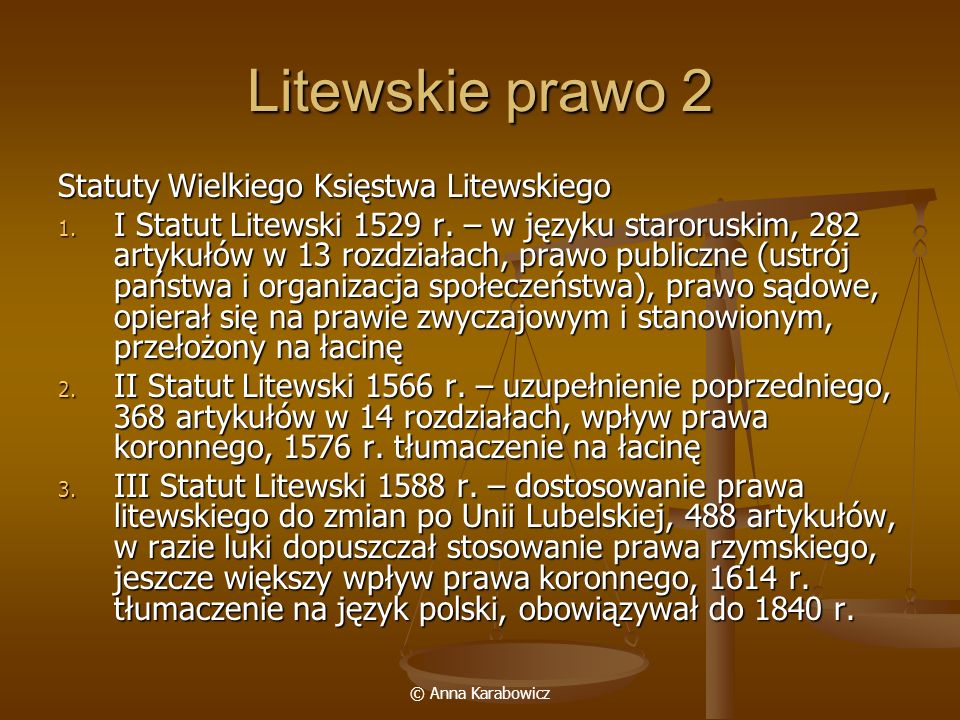 Litewskie prawo 2 Statuty Wielkiego Księstwa Litewskiego