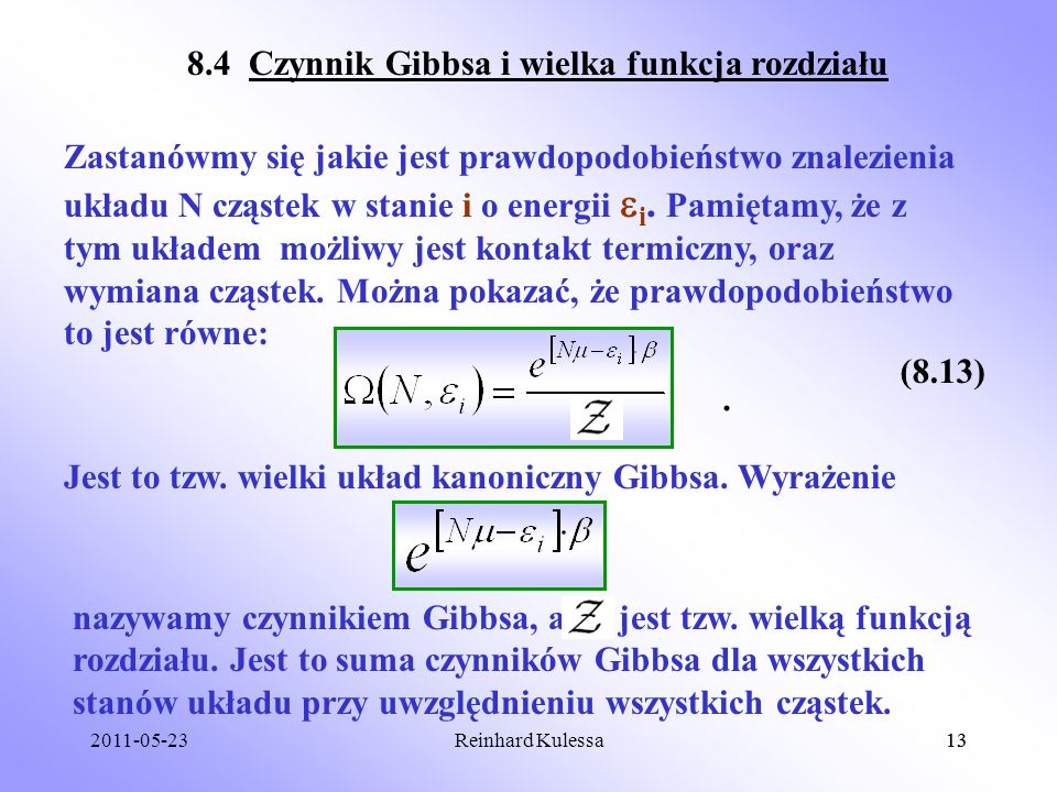 8.4 Czynnik Gibbsa i wielka funkcja rozdziału