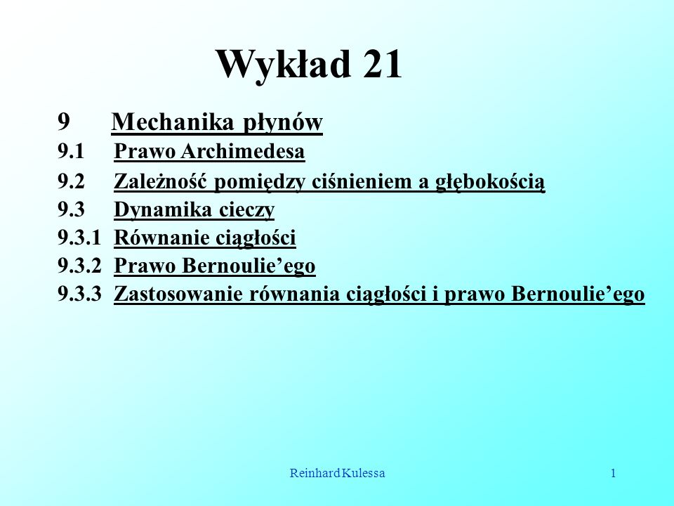 Wykład 21 Mechanika płynów 9.1 Prawo Archimedesa