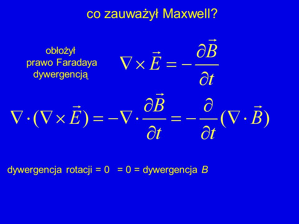 co zauważył Maxwell prawo Faradaya obłożył dywergencją