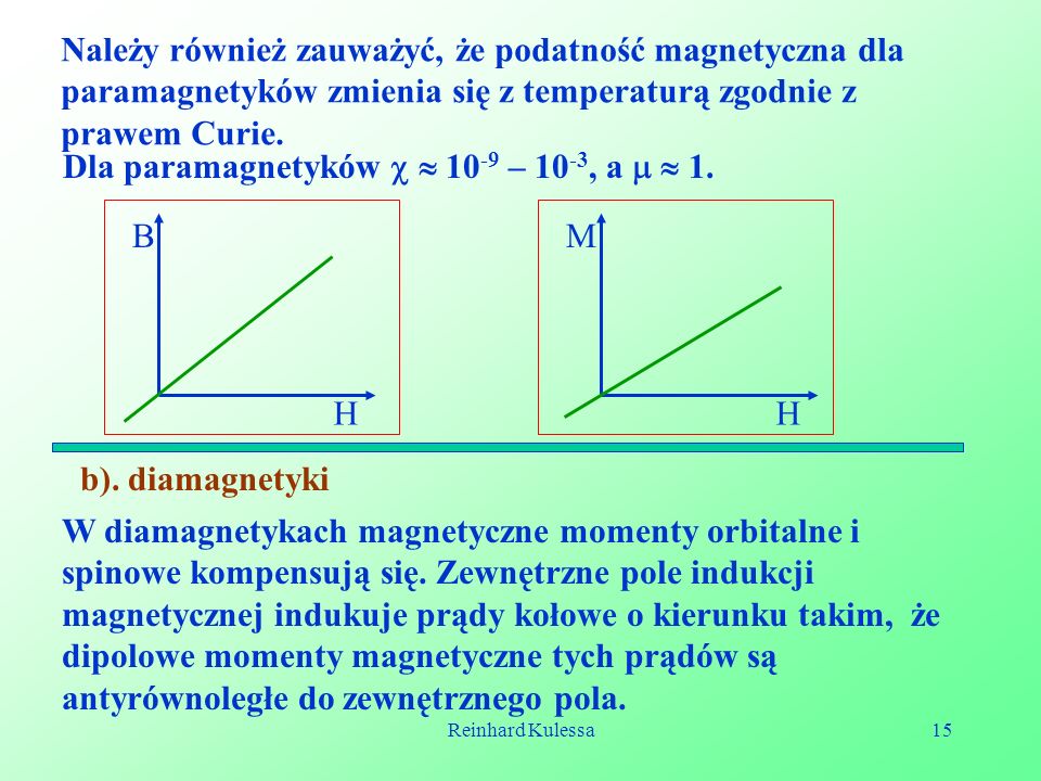 Dla paramagnetyków   10-9 – 10-3, a   1.