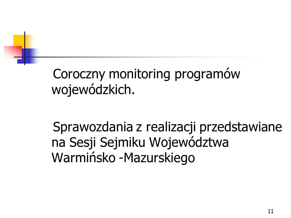 Coroczny monitoring programów wojewódzkich.