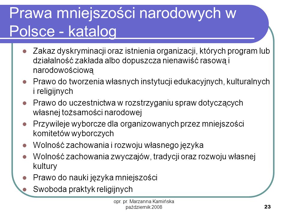 Prawa mniejszości narodowych w Polsce - katalog