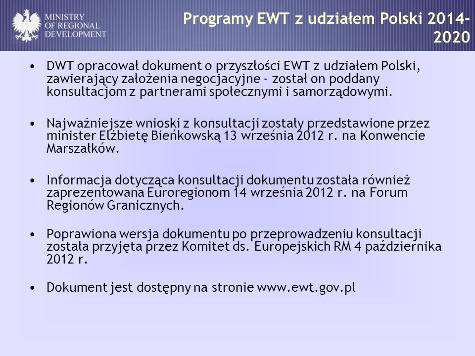 Programy EWT z udziałem Polski