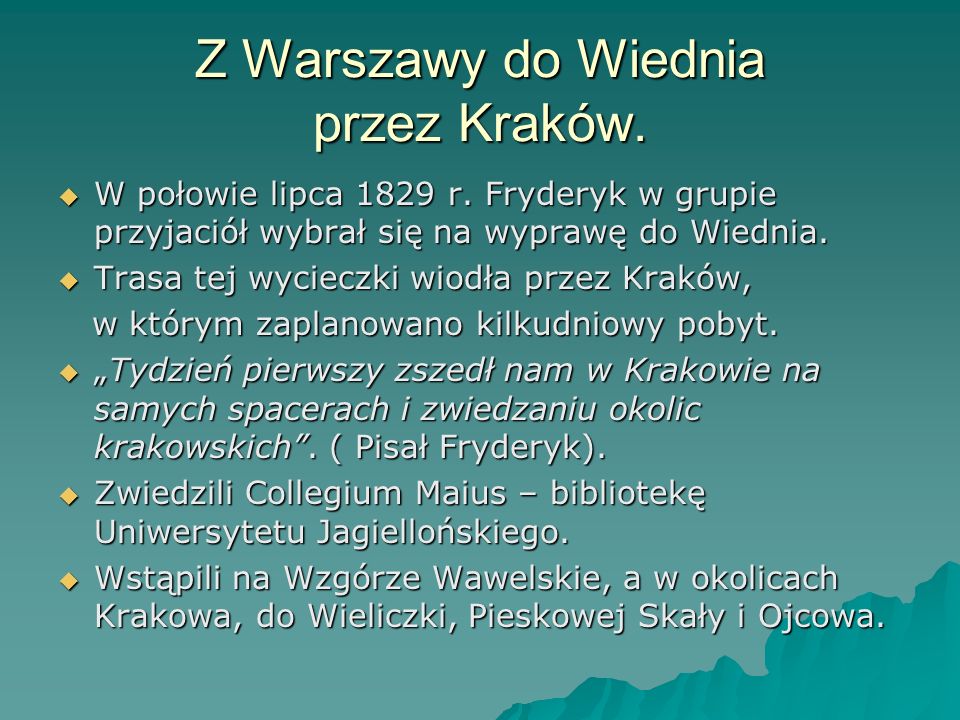 Z Warszawy do Wiednia przez Kraków.