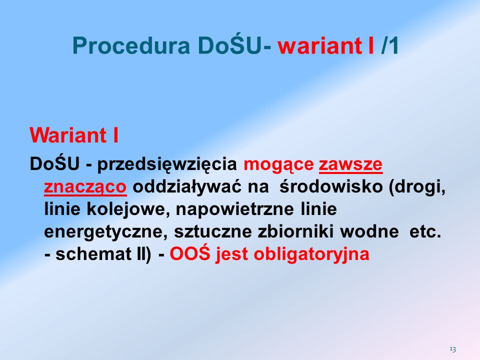 Procedura DoŚU- wariant I /1