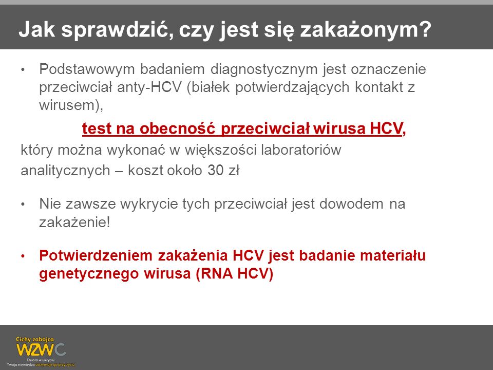 test na obecność przeciwciał wirusa HCV,