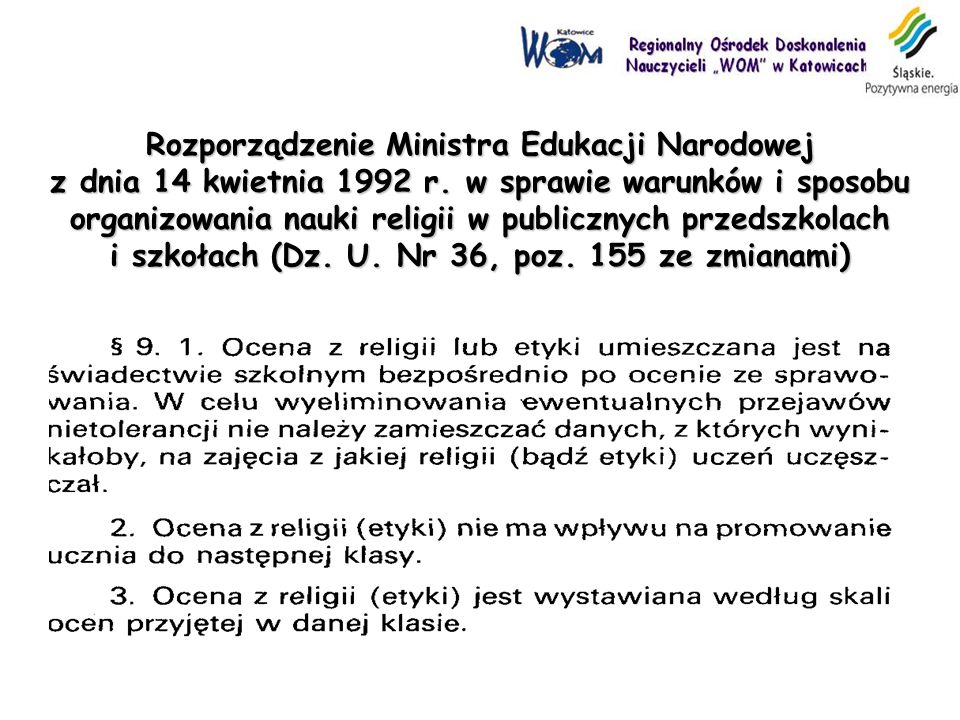 Rozporządzenie Ministra Edukacji Narodowej z dnia 14 kwietnia 1992 r