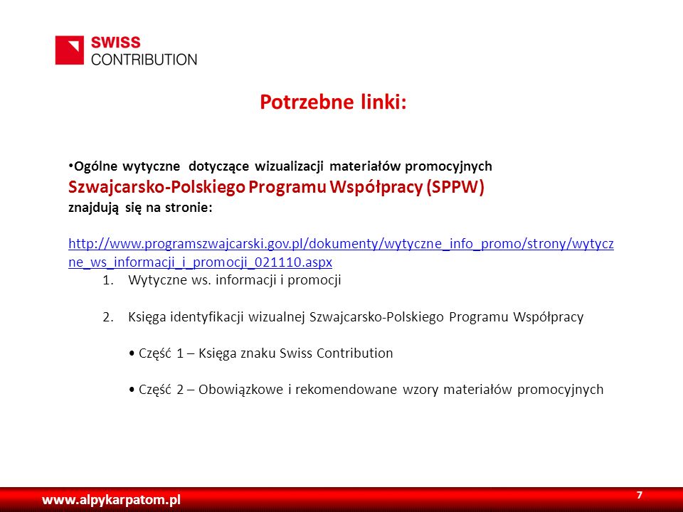 Potrzebne linki: Szwajcarsko-Polskiego Programu Współpracy (SPPW)