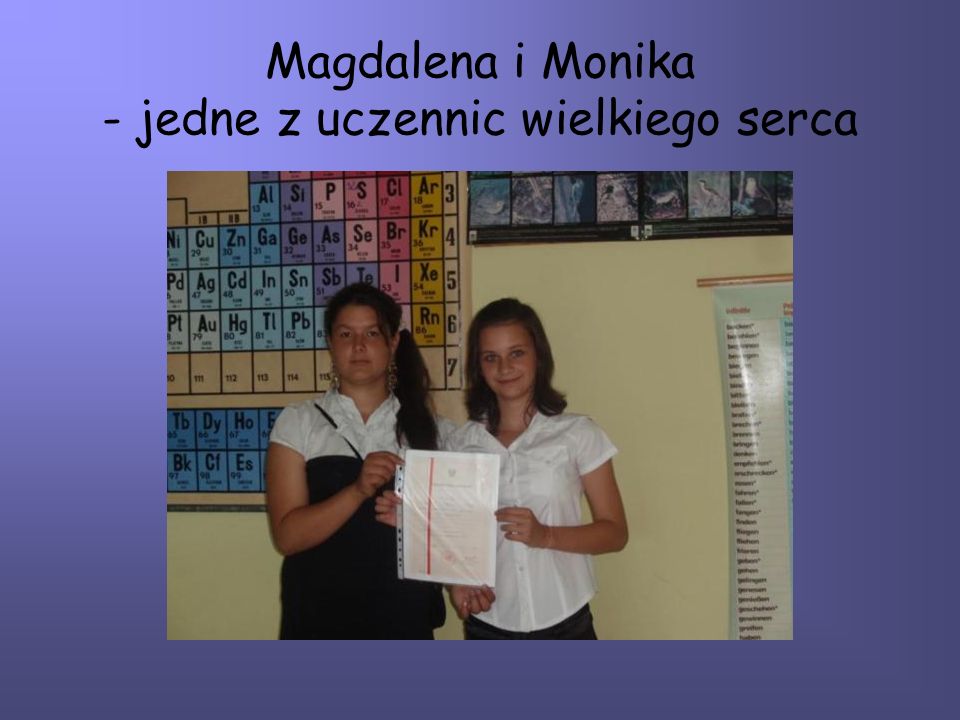 Magdalena i Monika - jedne z uczennic wielkiego serca