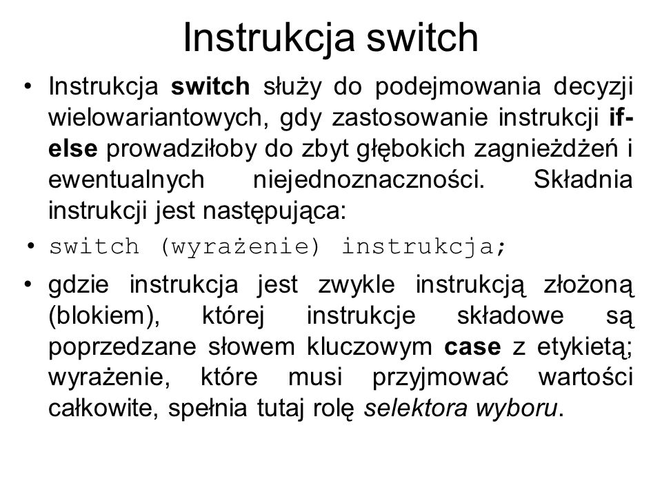 Instrukcja switch