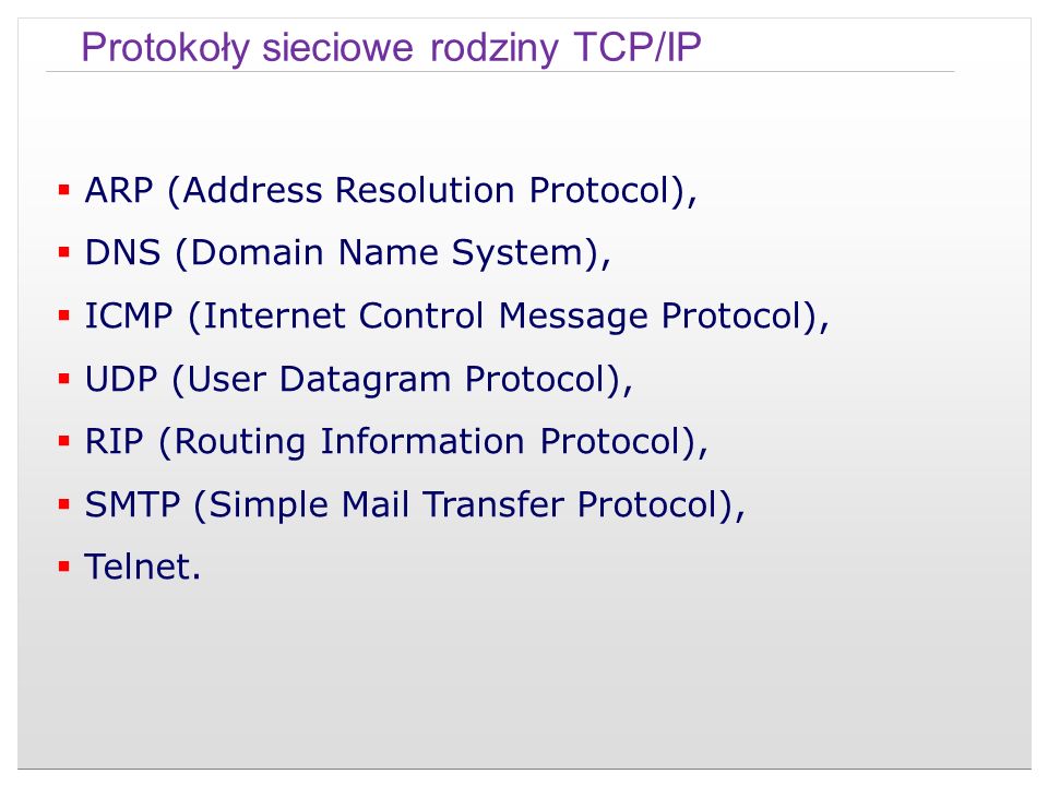 Protokoły sieciowe rodziny TCP/IP