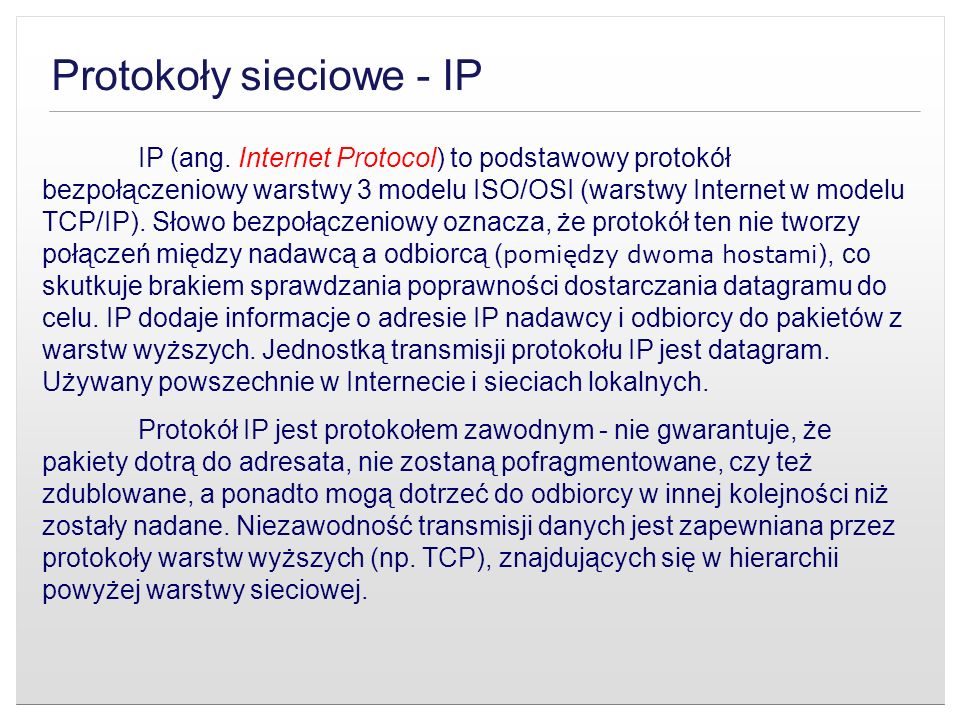 Protokoły sieciowe - IP
