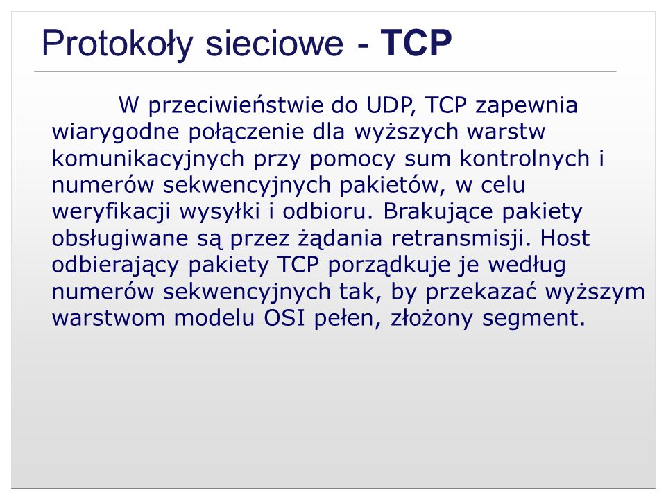Protokoły sieciowe - TCP