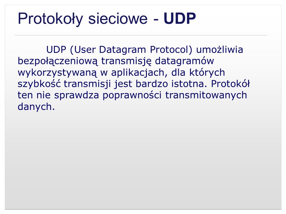 Protokoły sieciowe - UDP
