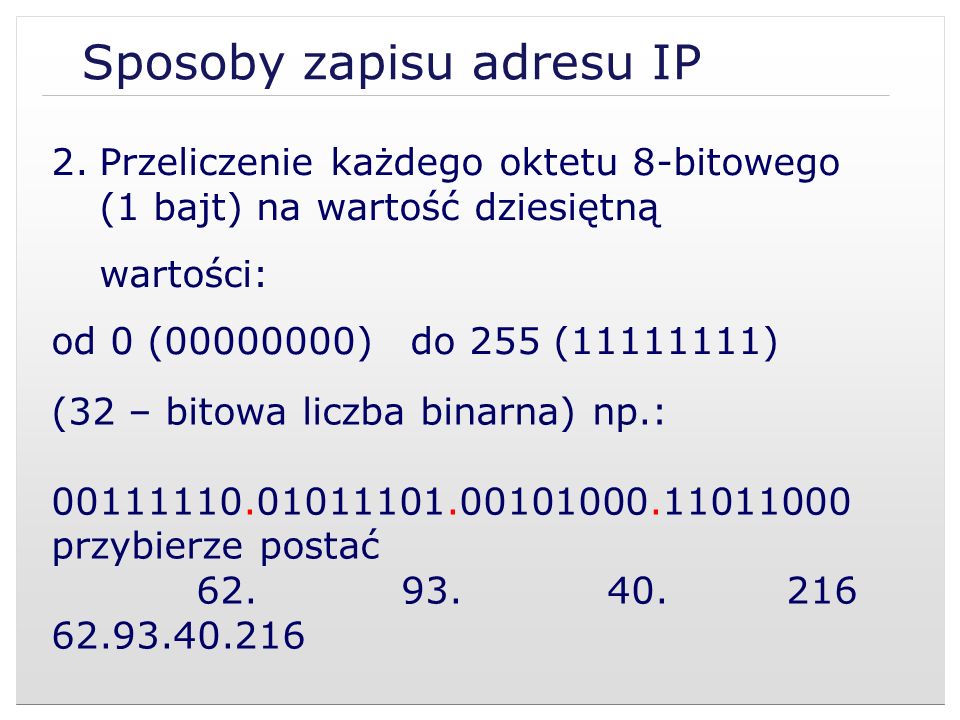 Sposoby zapisu adresu IP