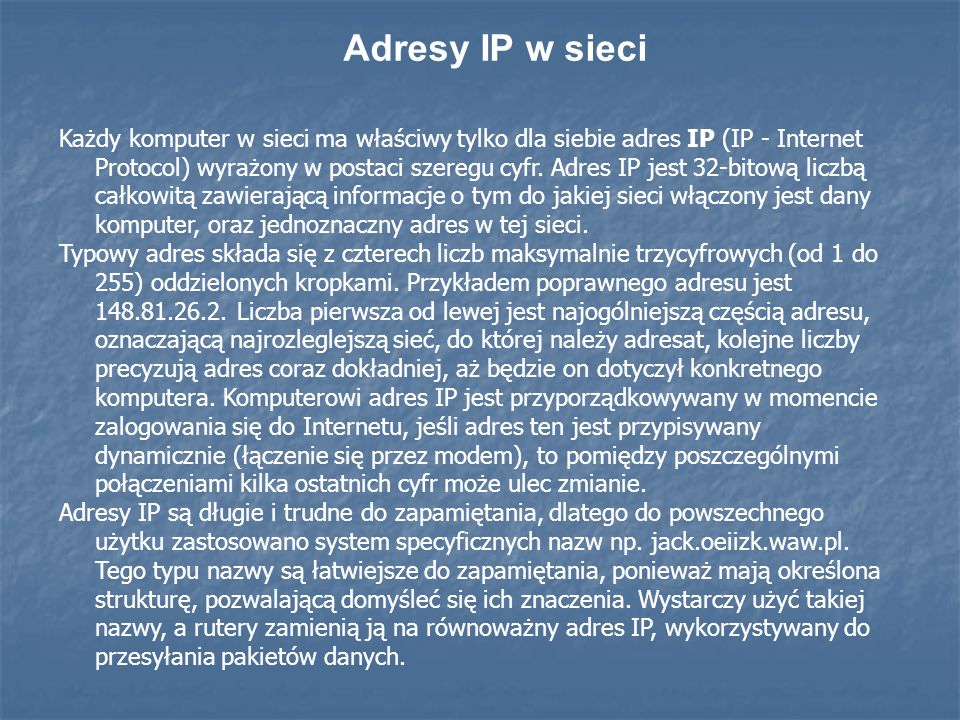 Adresy IP w sieci