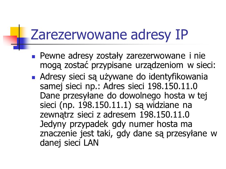 Zarezerwowane adresy IP