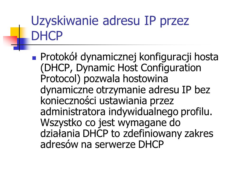 Uzyskiwanie adresu IP przez DHCP