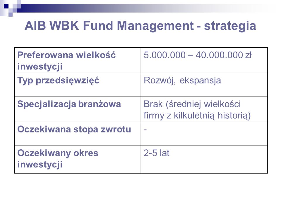 AIB WBK Fund Management - strategia
