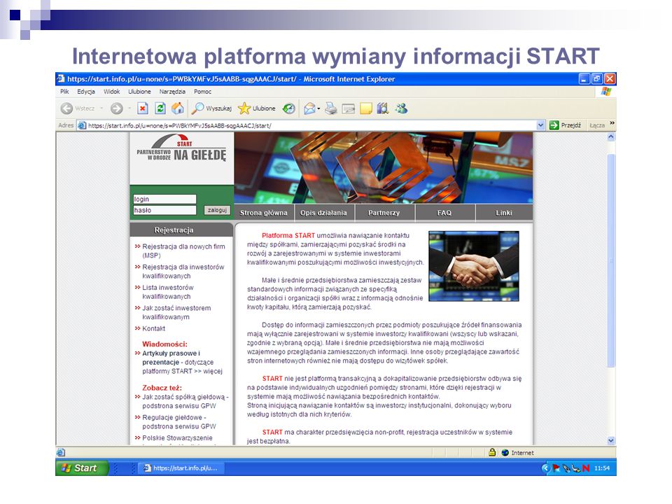 Internetowa platforma wymiany informacji START
