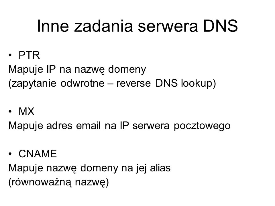 Inne zadania serwera DNS
