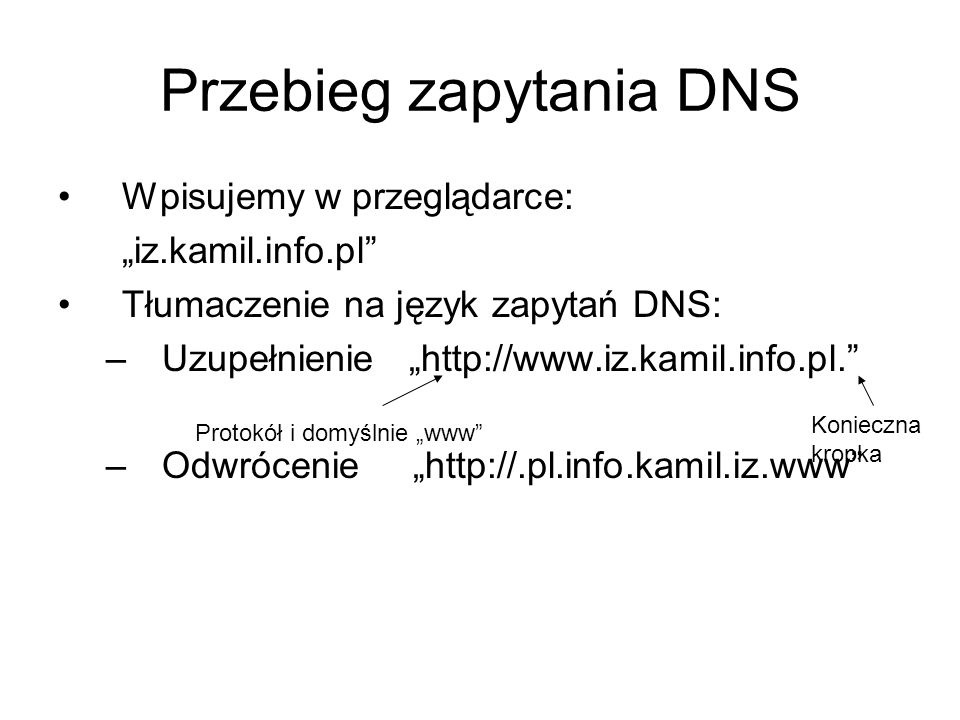 Przebieg zapytania DNS