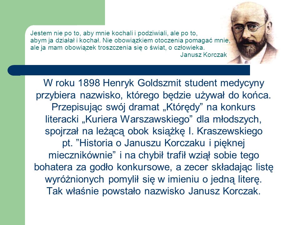 W roku 1898 Henryk Goldszmit student medycyny
