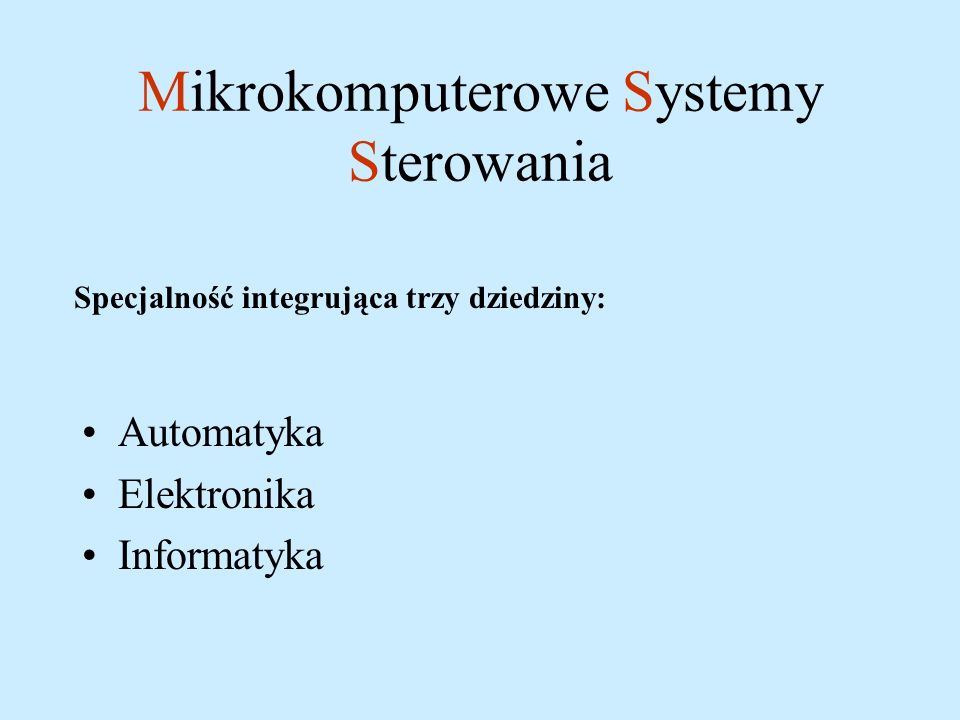 Mikrokomputerowe Systemy Sterowania