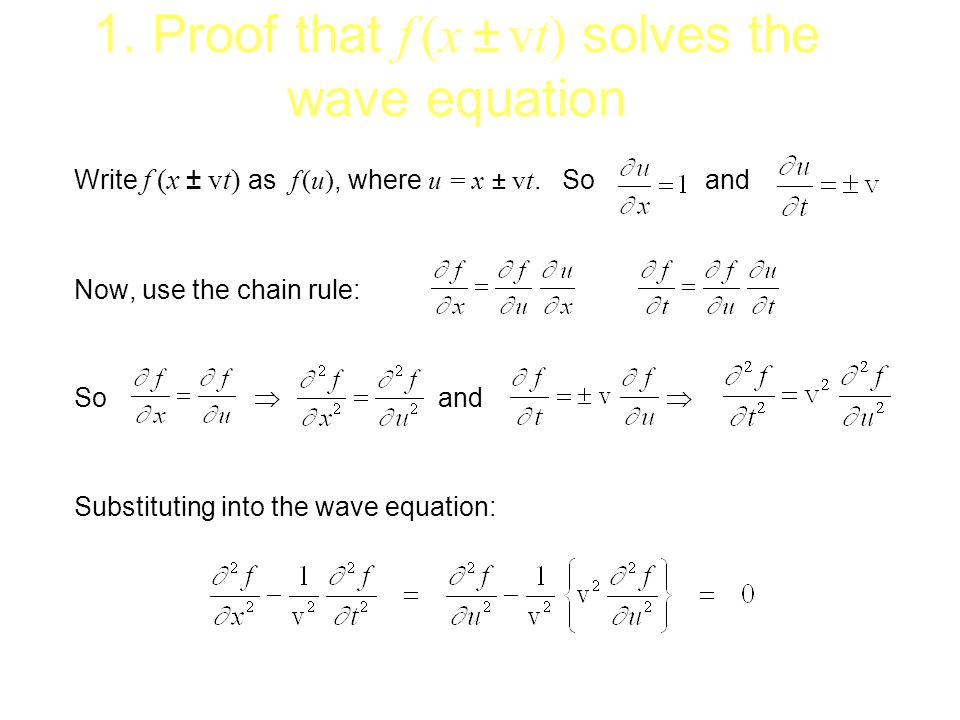 1. Proof that f (x ± vt) solves the wave equation