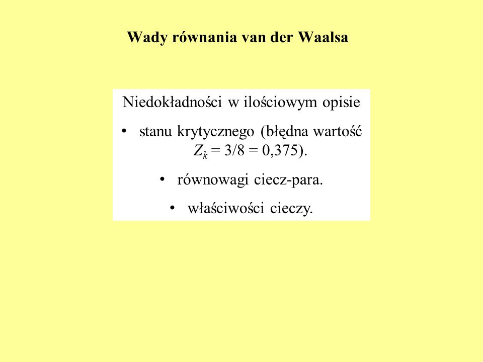 Wady równania van der Waalsa